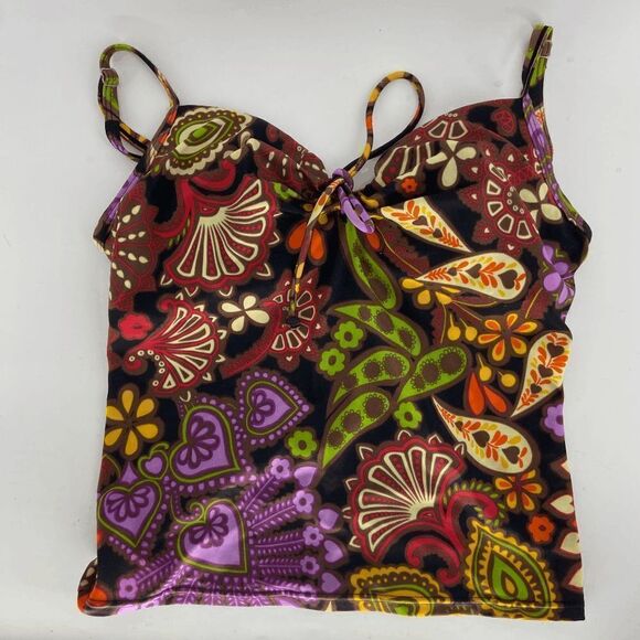 Victoria's Secret Boho Paisley Womens 70s Tankini Top Preowned 34 B - Picture 1 of 6